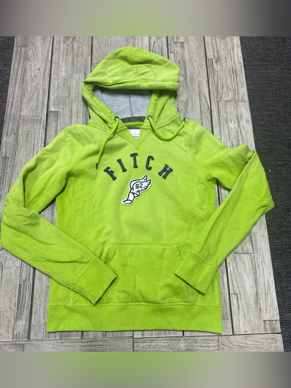 VTG Y2k Abercrombie & Fitch Women's Green Hoodie Jumper Size L Skater Preppy